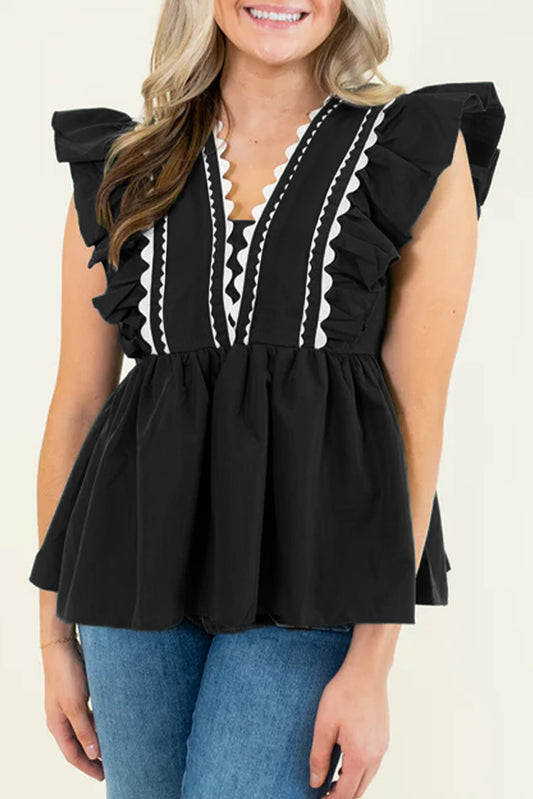 Classic Contrast Peplum Top