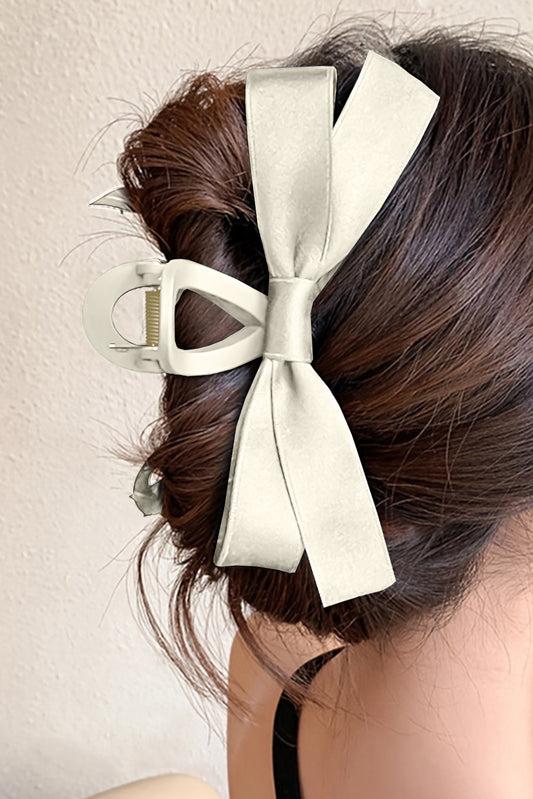 White Bow Large Hair Claw Clip