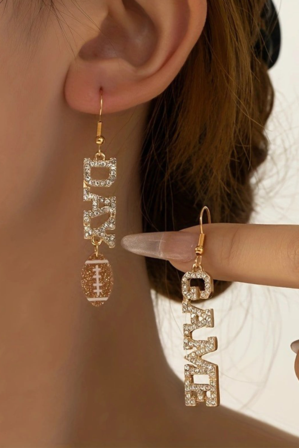 Gold Game Day Football Earrings