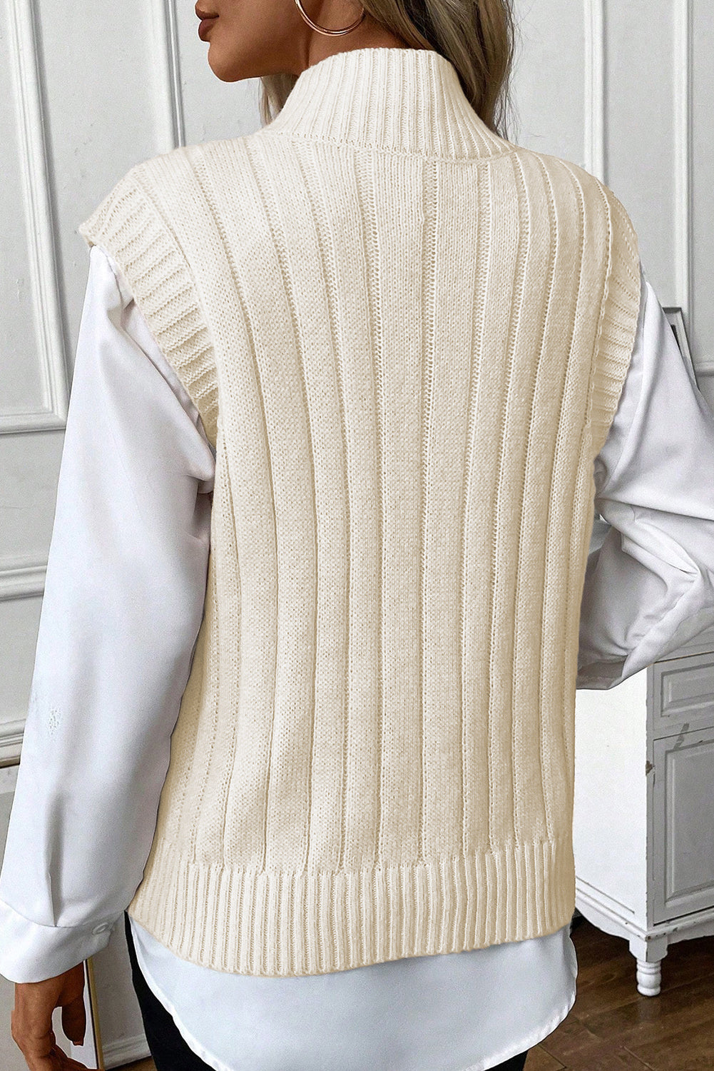 Stone Chic Cable Knit Cap Sleeve Sweater