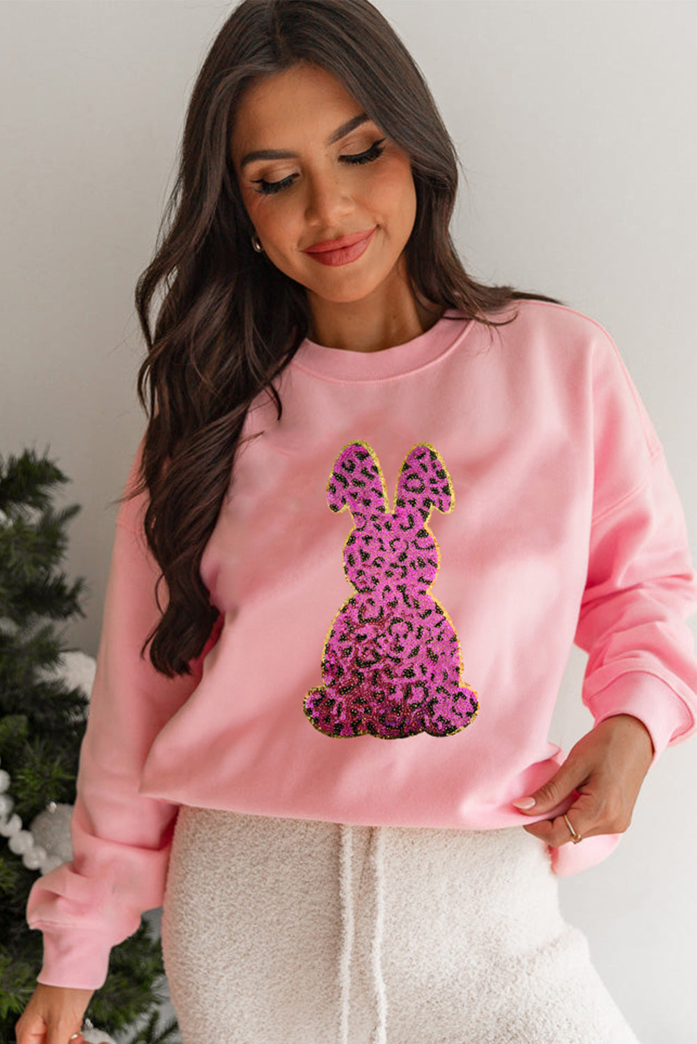 Pink Cheetah Rabbit Graphic Sweatshirt