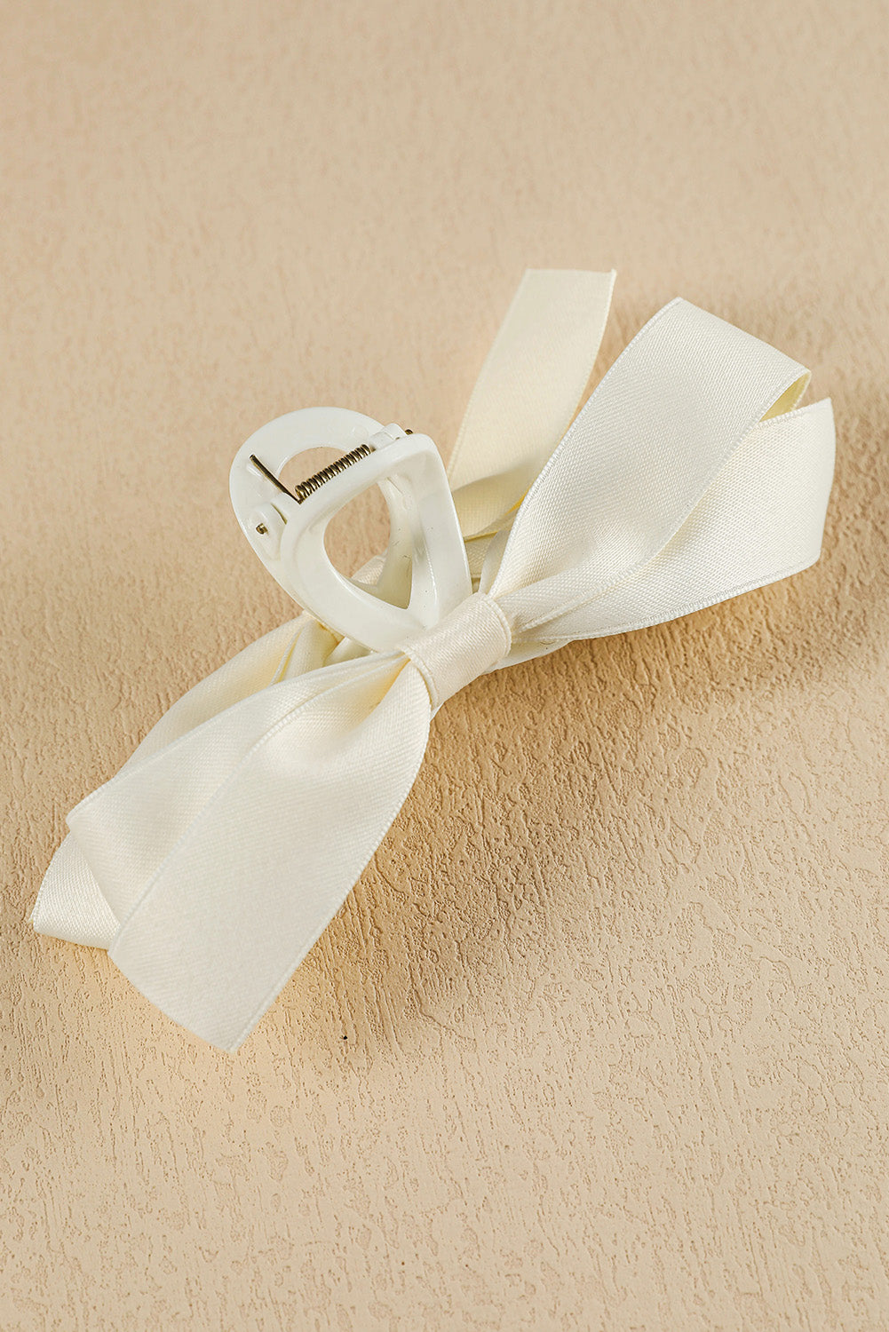 White Bow Large Hair Claw Clip