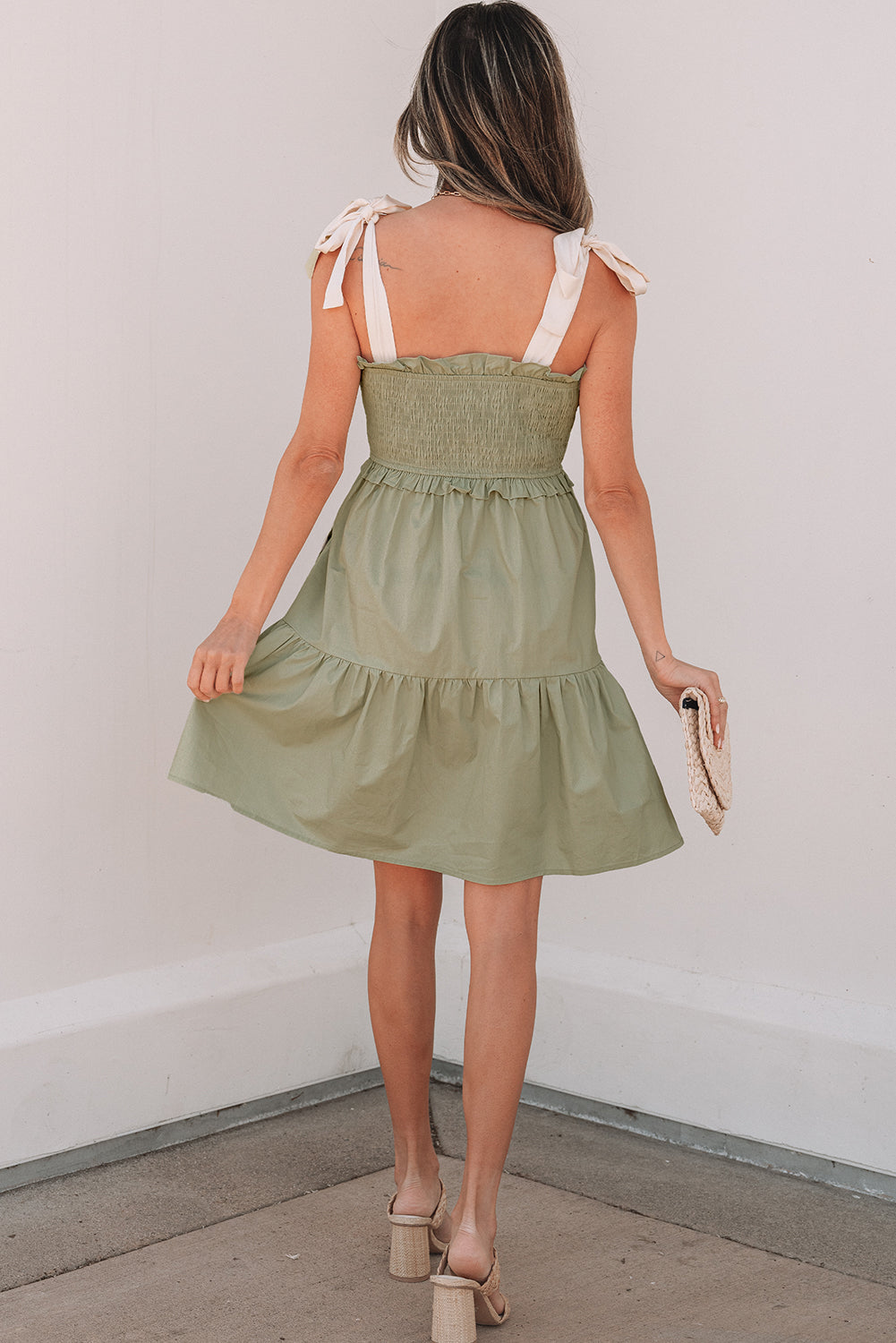 Sage Serenity Ruffled Dress