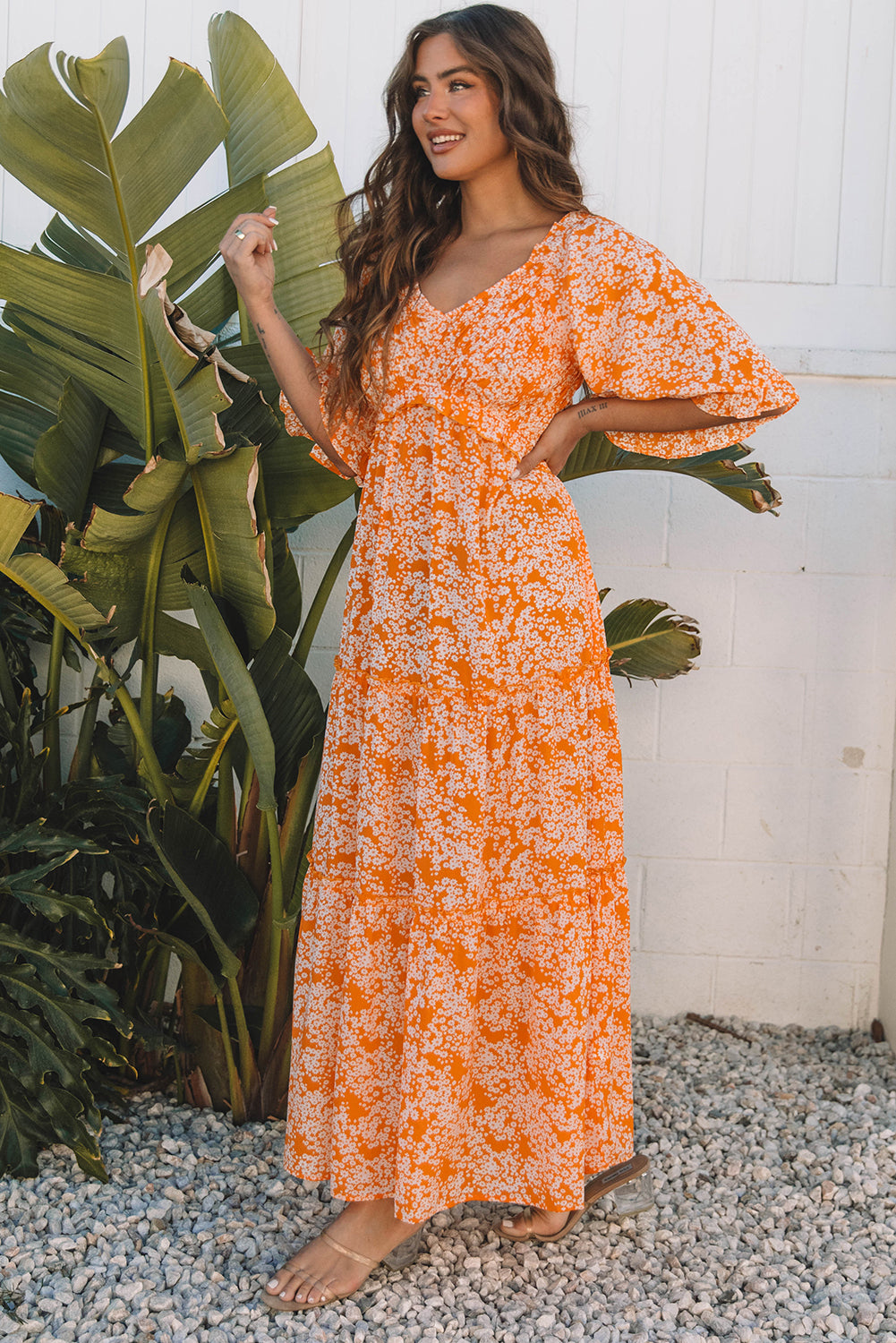 Tangerine Twirl Maxi Dress