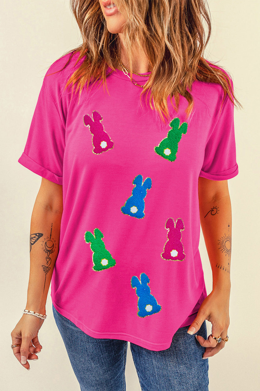 Rose Easter Rabbit Chenille Tee