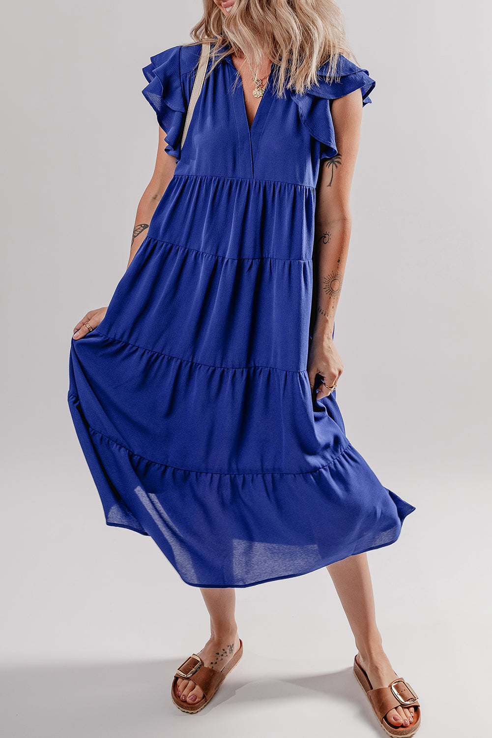 Bluing Tiered Midi Dress