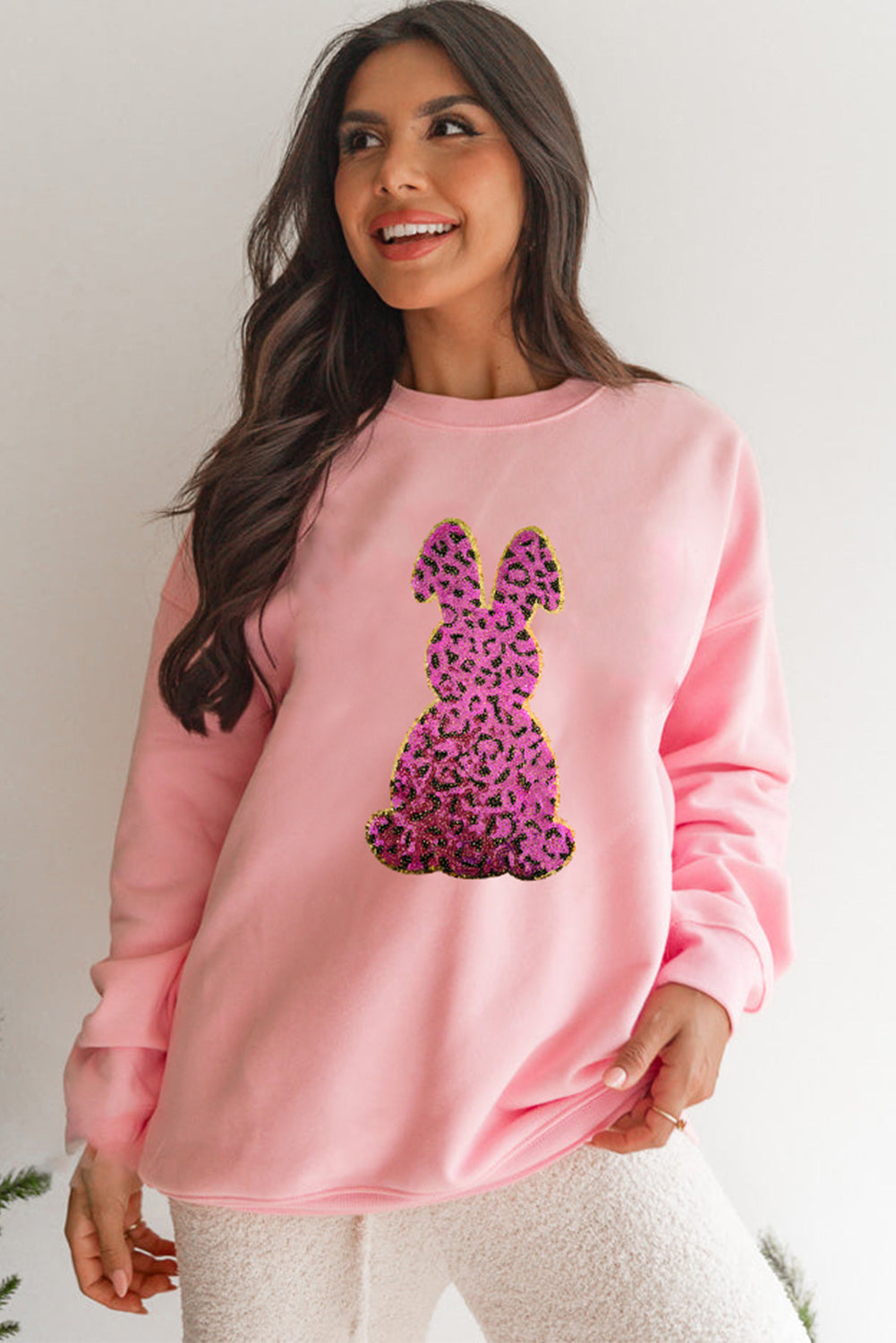 Pink Cheetah Rabbit Graphic Sweatshirt