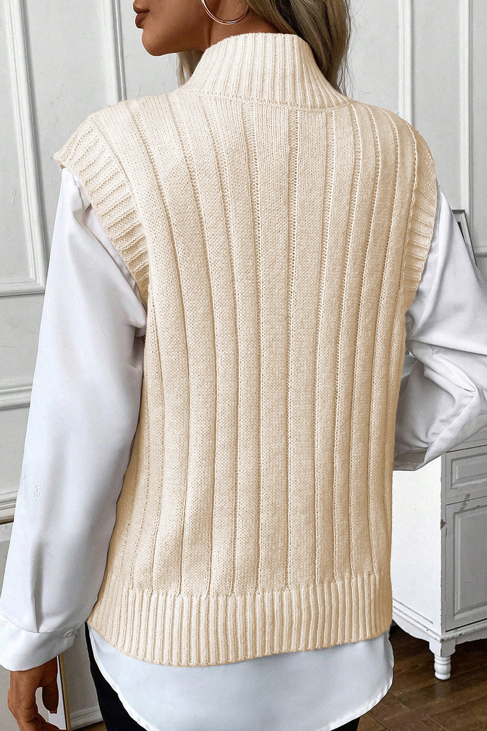 Stone Chic Cable Knit Cap Sleeve Sweater