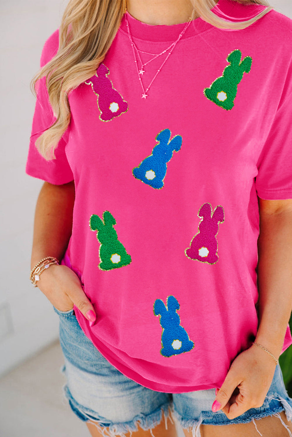 Rose Easter Rabbit Chenille Tee