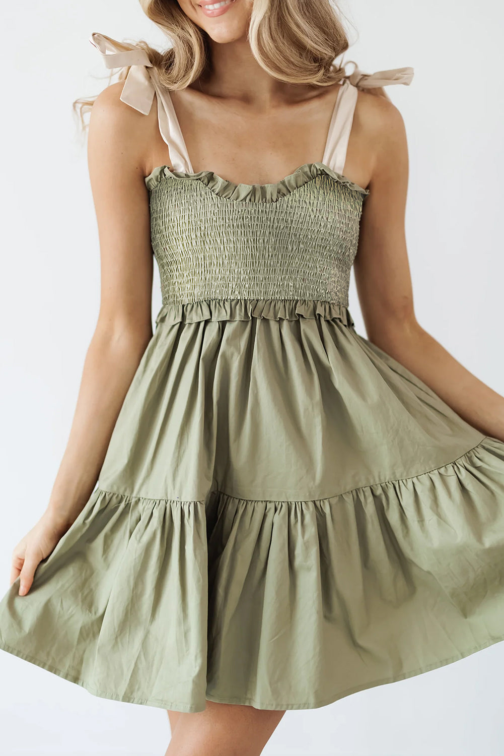 Sage Serenity Ruffled Dress