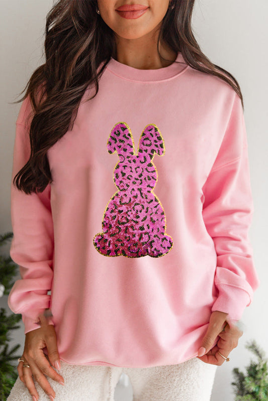 Pink Cheetah Rabbit Graphic Sweatshirt