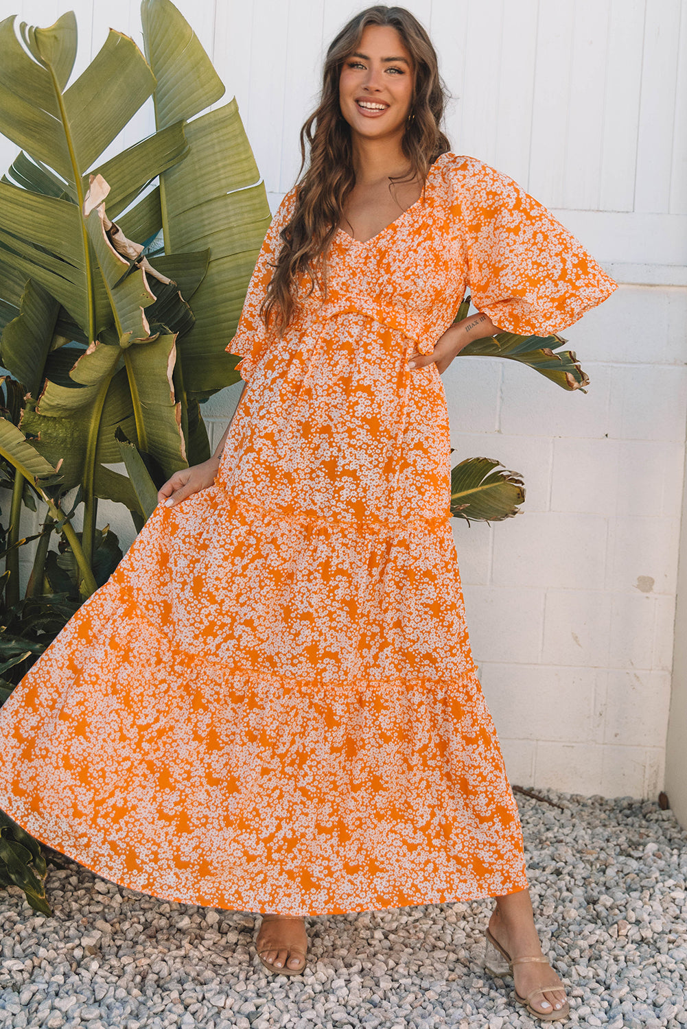 Tangerine Twirl Maxi Dress