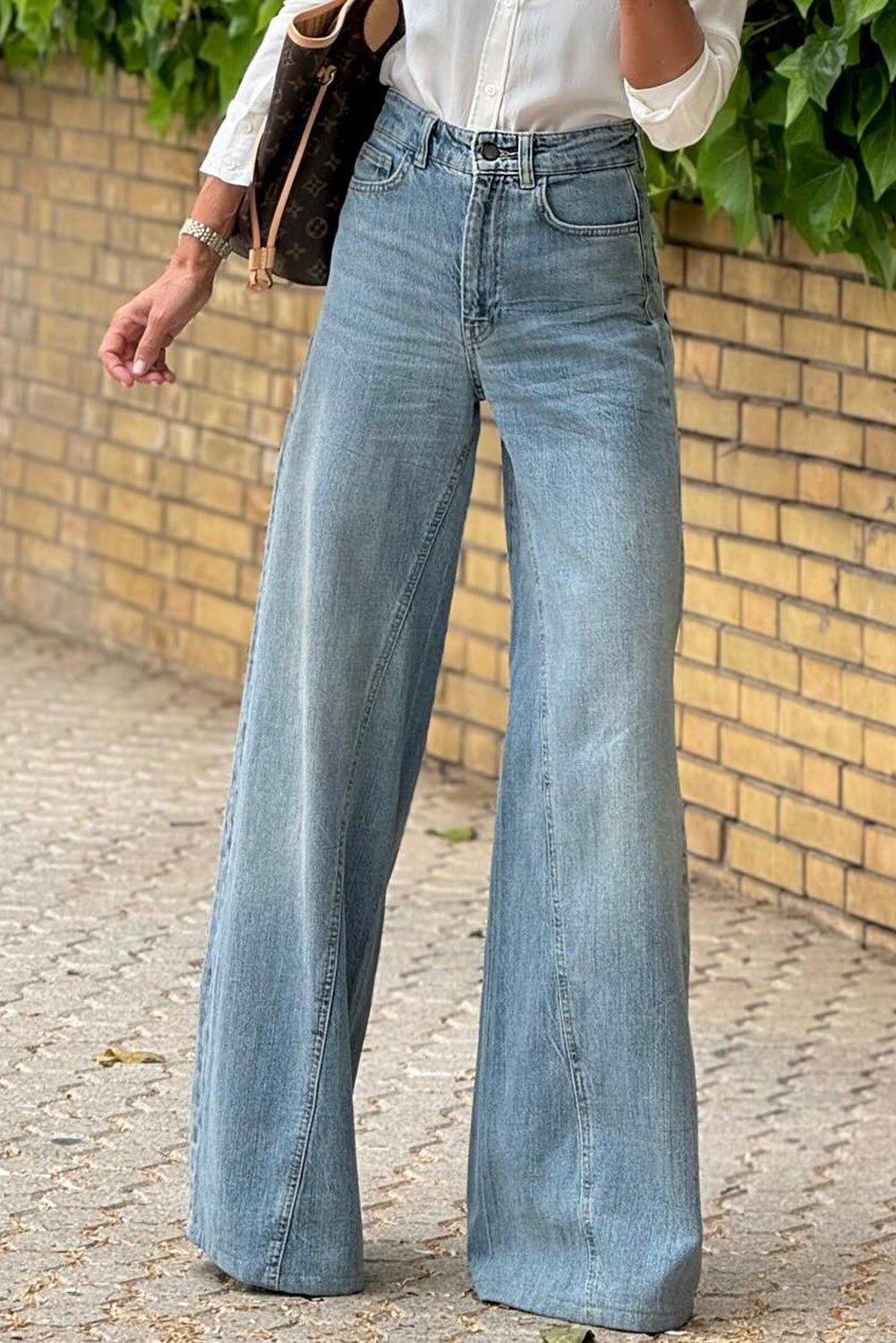 Acid Wash Extra Wide Leg High Waist Jeans