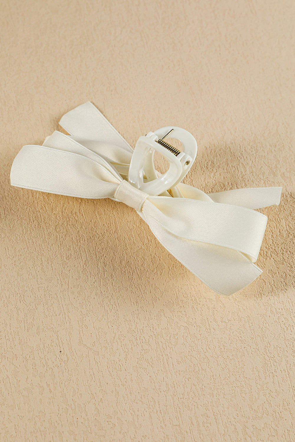 White Bow Large Hair Claw Clip